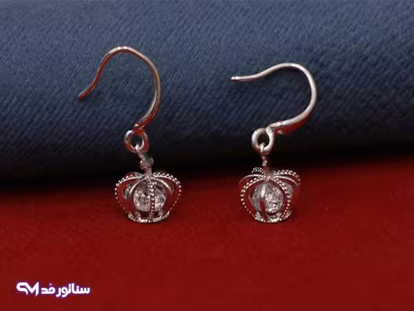 گوشواره استیل مدل تاج سفید کد G5058