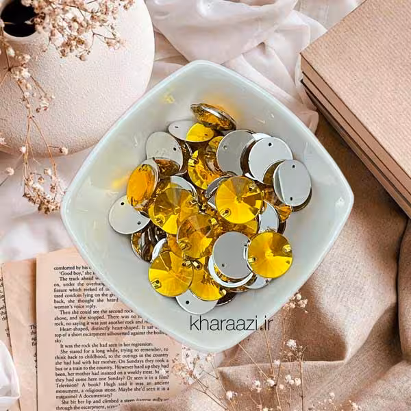 نگین گرد دوختنی سایز 14 پشت تخت 10 تایی