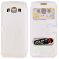 قاب Samsung A3-2015 لوگو Kaishi مدل کلاسوری طرح چرم / رنگ سفید – کد 41341