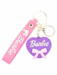 جاکلیدی سیلیکونی فانتزی طرح لوگوی باربی قلبی بنفش