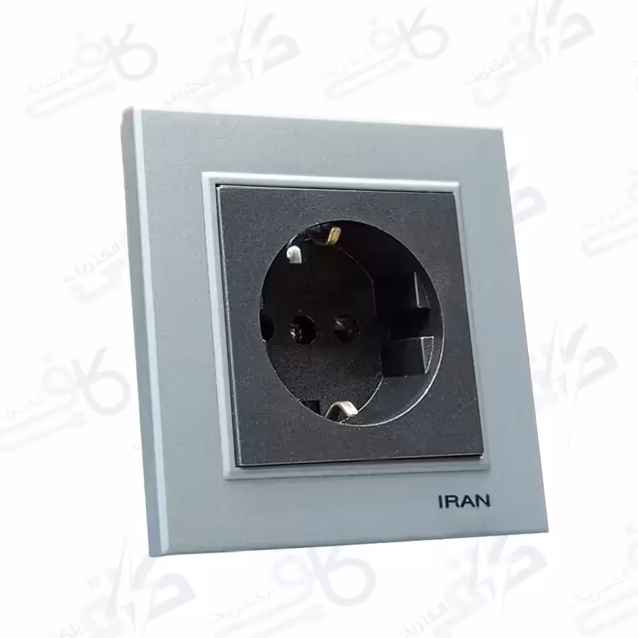 پریز برق ارت دار برلیان نقره - زغال سنگی ایران الکتریک