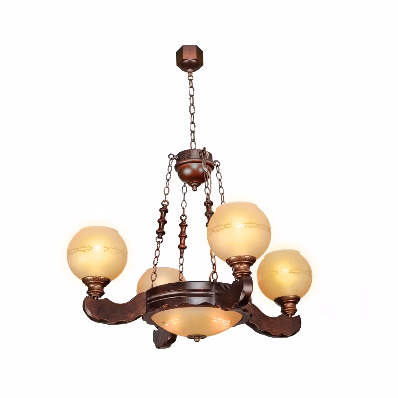 لوستر چوبی رومی 4 شعله دارکار