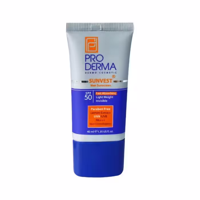 کرم ضد آفتاب فاقد چربی آقایان SPF50 پرودرما 40 میلی لیتر