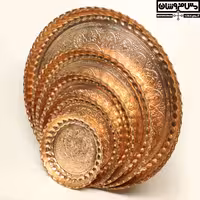 سینی مسی اصفهان طرح دار برجسته | مجمع مسی نانو گرد کنگره ای سایز 4 قطر 36 | مدل مارال