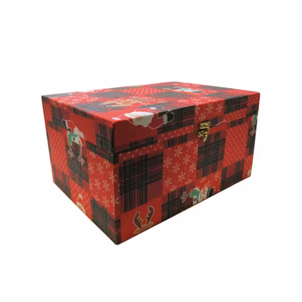 سورل جعبه درب دار 16*26 زمینه قرمز طرح آدم برفی