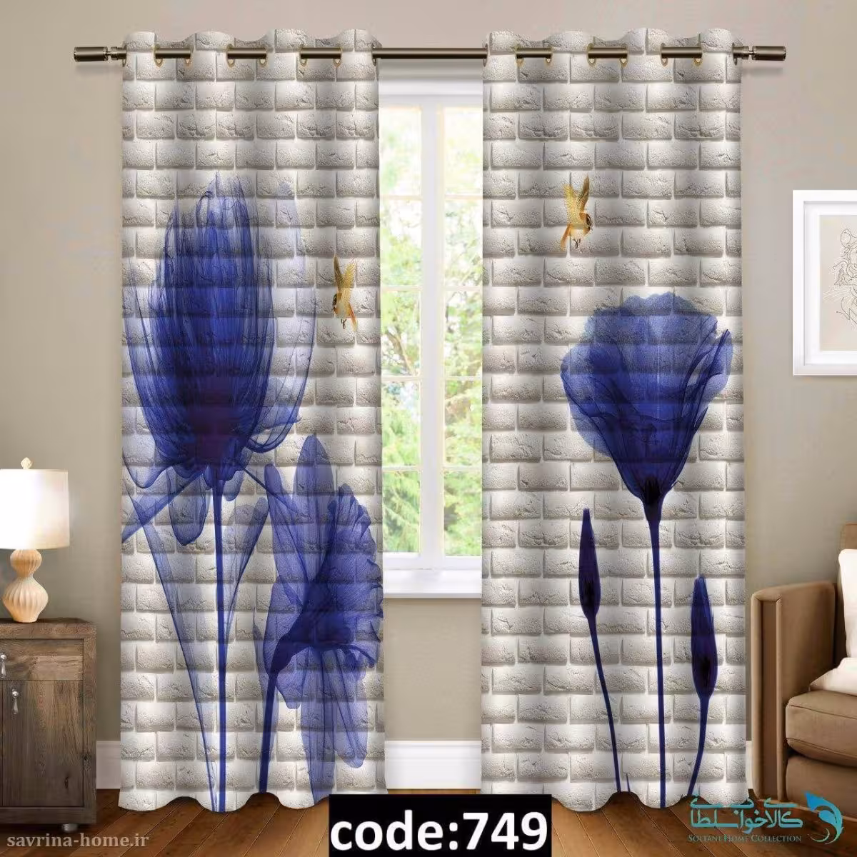 پرده پانچی سری گل مدل Sh-749