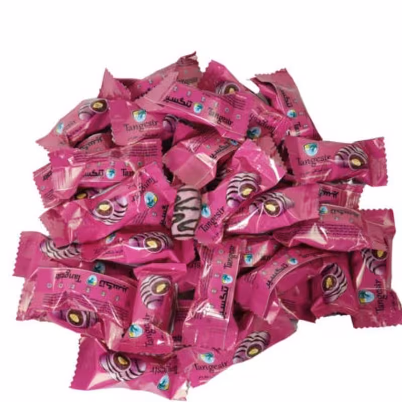 شکلات خرمایی تنگسیر بسته یک کیلویی با طعم توت فرنگی