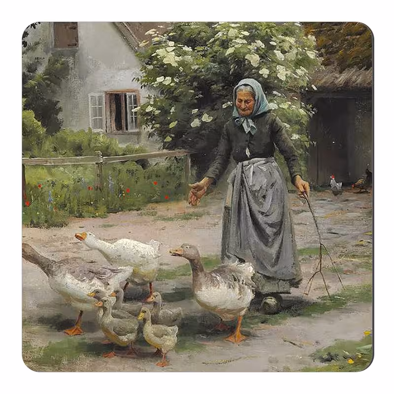 مگنت طرح پیر زن روستایی و غازها کد wmg1890