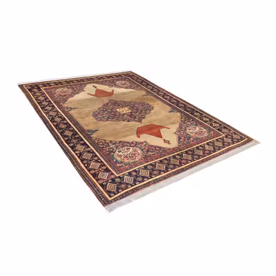 فرش ماشینی زانیس مدل سنتی طرح سنندج زمینه شتری