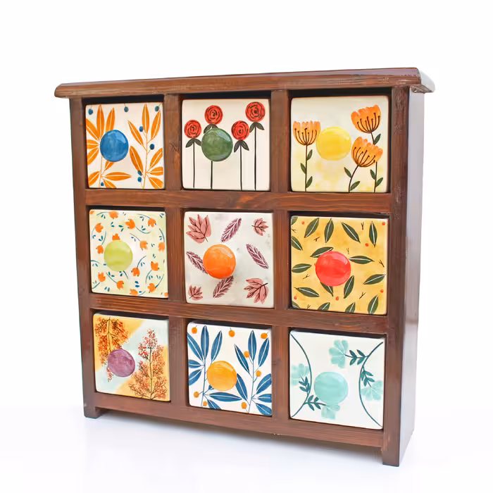  جا ادویه 9 پارچه مدل چوبی و سرامیکی