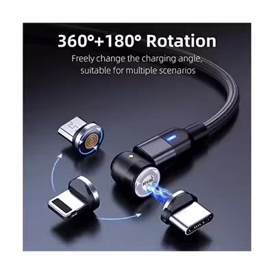 کابل تبدیل USB به MicroUSB/USB-C/لایتنینگ مدل 3:1 Magnetic طول 1 متر