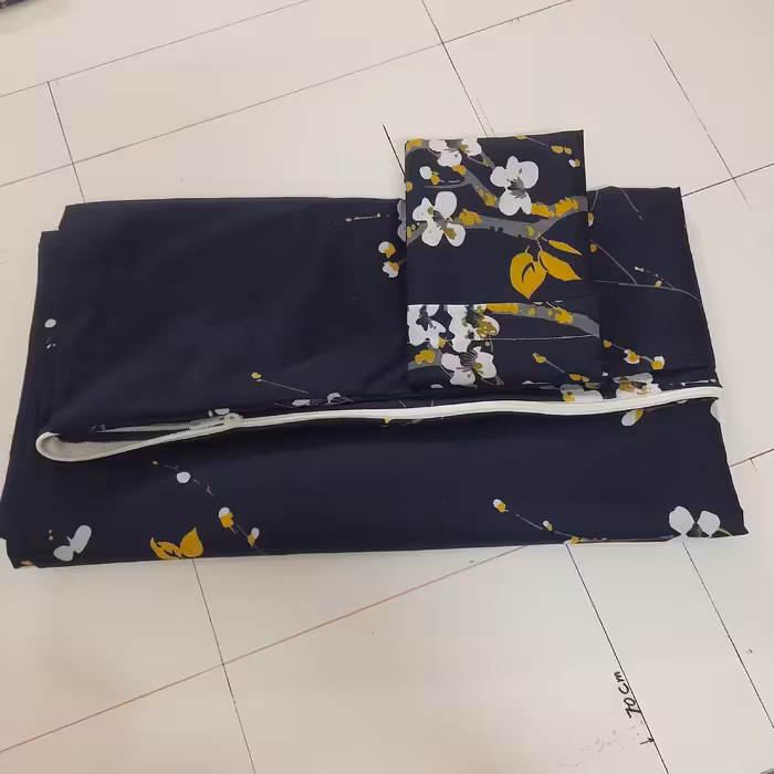 سرویس ملحفه مدل زیپدار شکوفه niki07 کد 195×90 یک نفره دو تکه