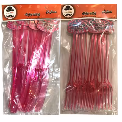 چنگال و کارد یکبار مصرف مسترتم مدل ال او ال بسته 20 عددی 