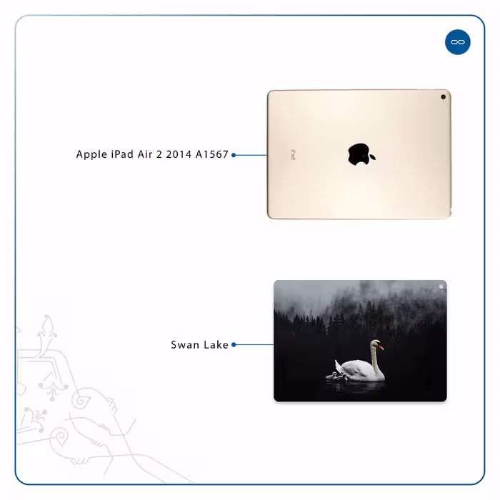 برچسب پوششی ماهوت مدل Swan Lake مناسب برای تبلت اپل iPad Air 2 2014 A1567