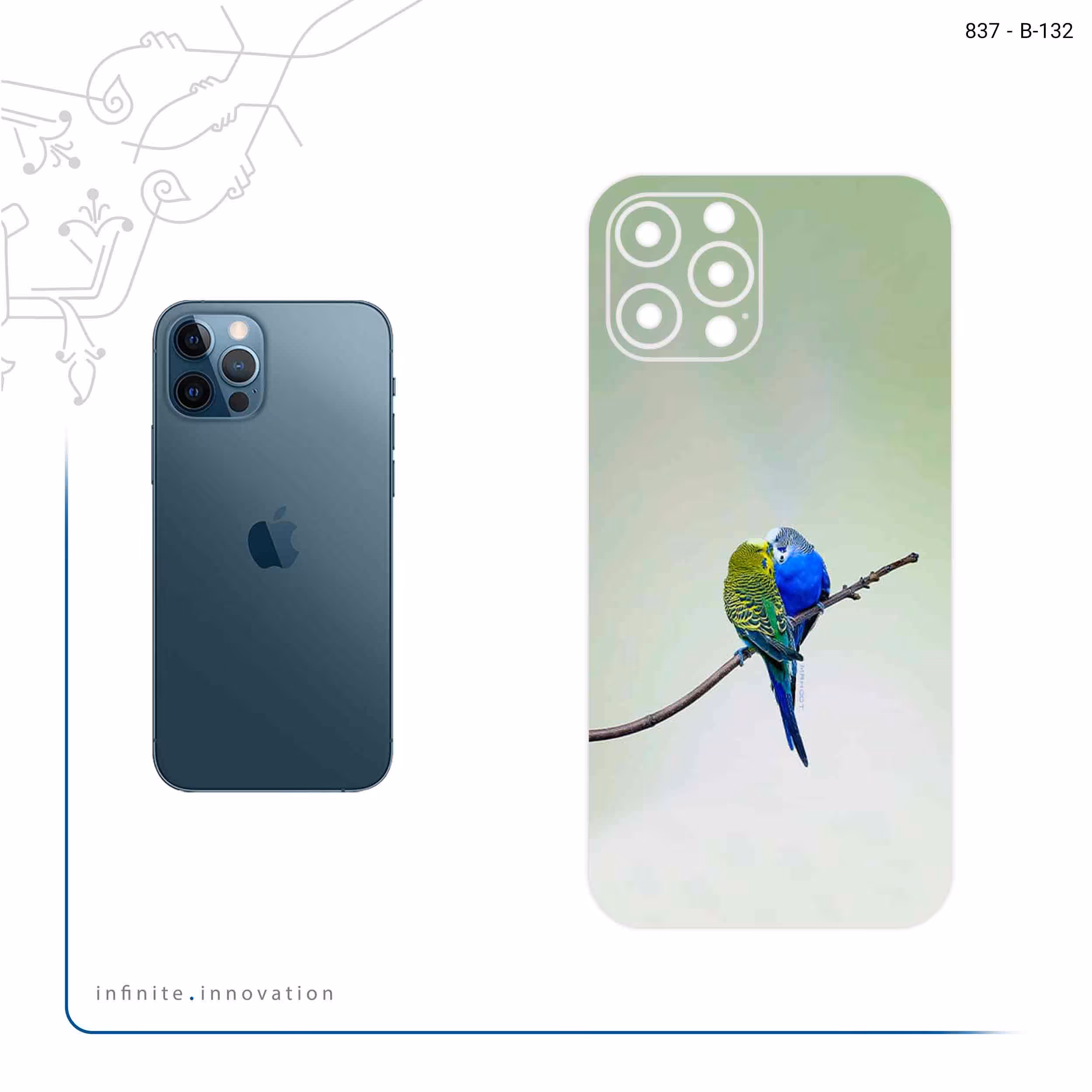 برچسب پوششی ماهوت مدل Lovebird مناسب برای گوشی موبایل اپل iPhone 12 Pro Max
