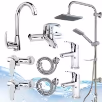 ست 9 عددی شیرالات اهرمی  پریا با علم دوش رسوب گیر اتومات