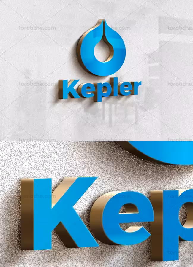 موکاپ لوگوی آبی سه بعدی با کناره های طلایی | گرافیک با طعم تربچه