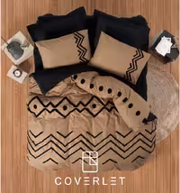 روتختی قهوه‌ای مشکی دونفره طرح برجسته کاوری مدل Elio