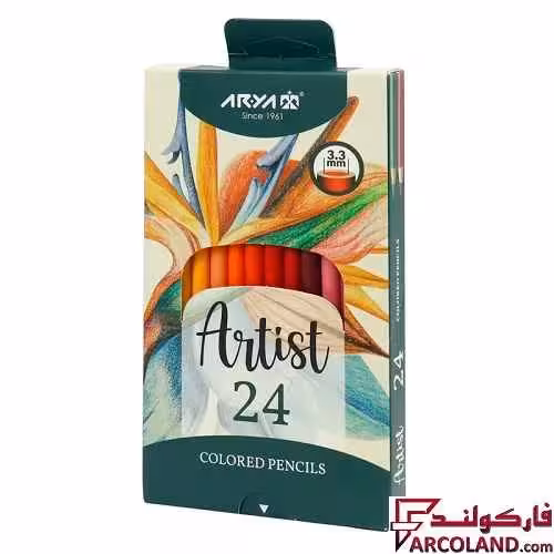 مداد رنگی 24 رنگ آریا جعبه مقوایی مدل آرتیست Artist 3602