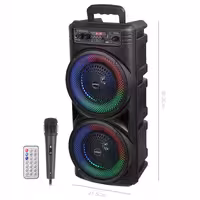 اسپیکر چمدانی بلوتوثی رم و فلش خور Kimiso QS-7605   میکروفون و ریموت کنترل