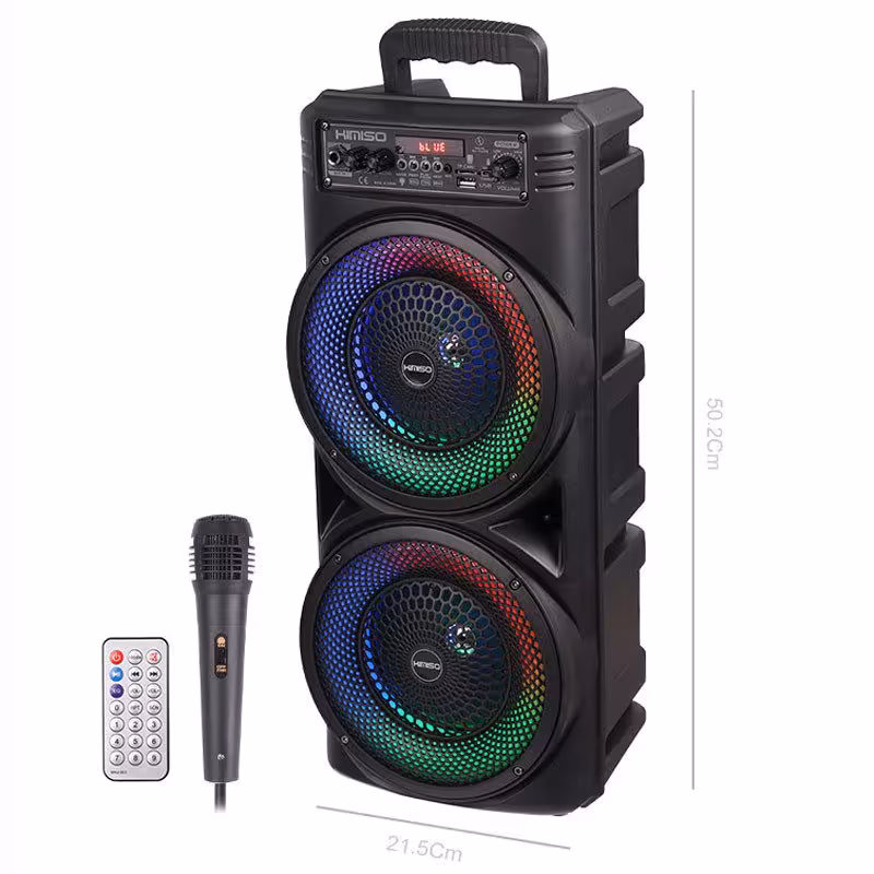 اسپیکر چمدانی بلوتوثی رم و فلش خور Kimiso QS-7605   میکروفون و ریموت کنترل