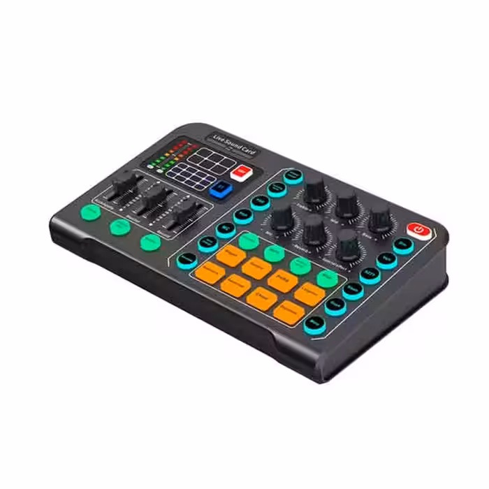 میکسر صوتی حرفه‌ای وکارت صدای لایو و رابط صوتی با 15 افکت صوتی، برد میکسر صدا با دیافراگم بزرگ و قابلیت حذف نویز BT 48.V برای پخش زنده روی کامپیوتر