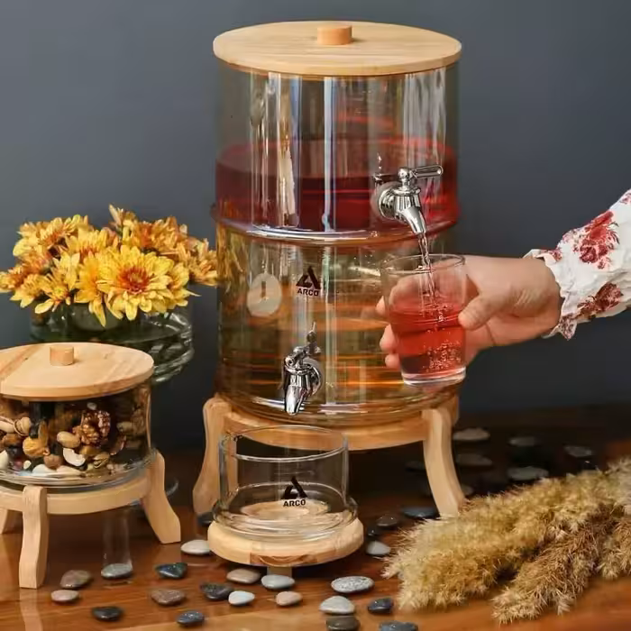 کلمن شیشه ای 2 طبقه درب چوبی شیشه دودی آرکو