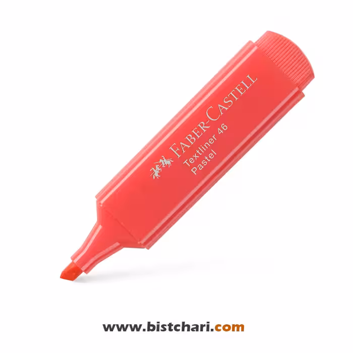 ماژیک هایلایتر رنگ پاستلی قرمز بدنه شفاف برند فابر کاستل Faber-Castell