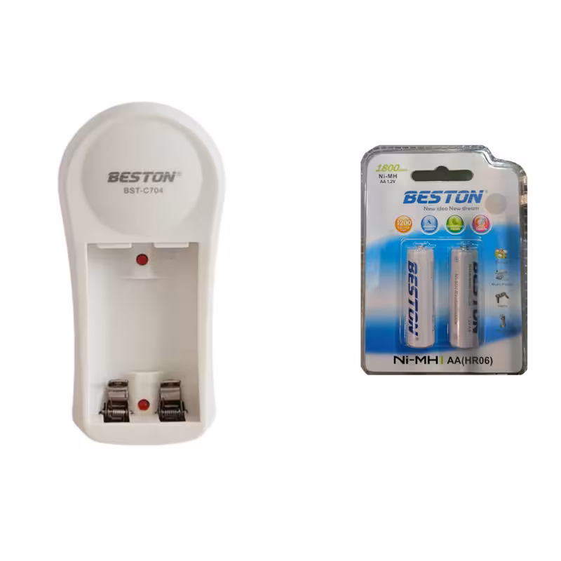 شارژر باتری بستون مدل C704 به همراه باتری قلمی قابل شارژ 1800mAh NiMH
