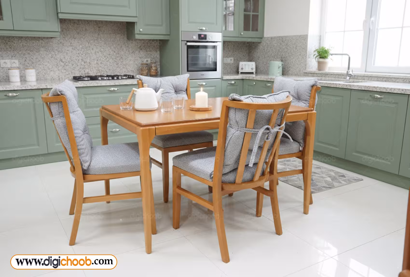 میز ناهار خوری چستر طوسی کوسن دار