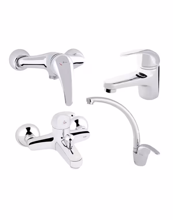 ست چهار تکه شیرآلات شودر مدل اطلس کروم