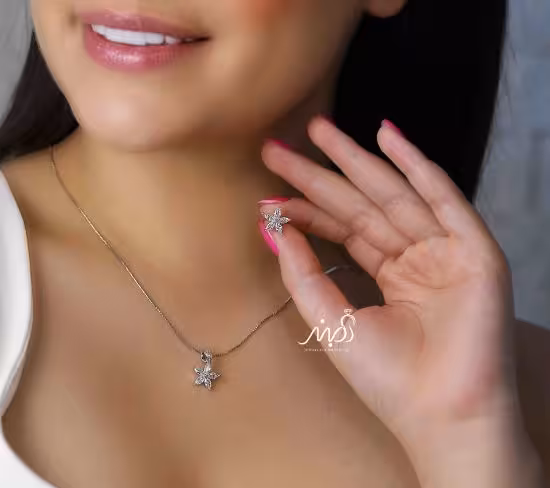 💍نیم ست گل(آويز ، گوشواره ) خاص و زیبا ، نقره عیار 925(N_4296)