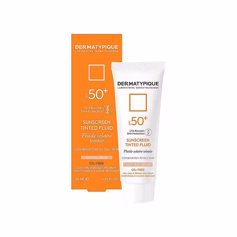 فلوئید ضدآفتاب رنگی بژطبیعی پوست چرب درماتیپیک 50میلی لیتر | Dermatypique Sunscreen Tinted Fluid SPF50