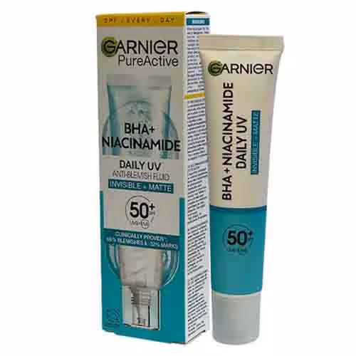 کرم ضدآفتاب فرانسوی گارنیر Garnier – Bha  Niasinamid فلوئیدی با SPF50 آبرسان پوست 40 میل