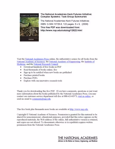 خرید و دانلود نسخه کامل کتاب The National Academies Keck Futures Initiative: Complex Systems: Task Group Summaries
