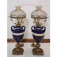 چراغ قالپاقی ستون گلدانی دسته دار مدل شیشه ای