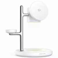 شارژر وایرلس Qi2 گوشی، اپل واچ و ایرپادز 4 کاره جویروم JOYROOM JR-W23 با چراغ خواب