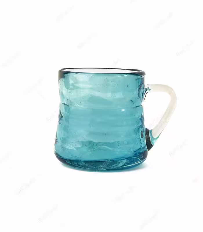 لیوان آبگینه دسته دار فیروزه ای کوچک- کد 039
