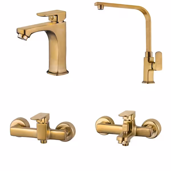 ست شیرآلات کاویان مدل نیلا طلایی مات