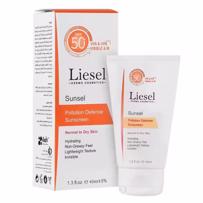 ضدآفتاب سانسل پوست خشک و نرمال لایسل بدون رنگ Liesel Sunsel Sunscreen Cream SPF50