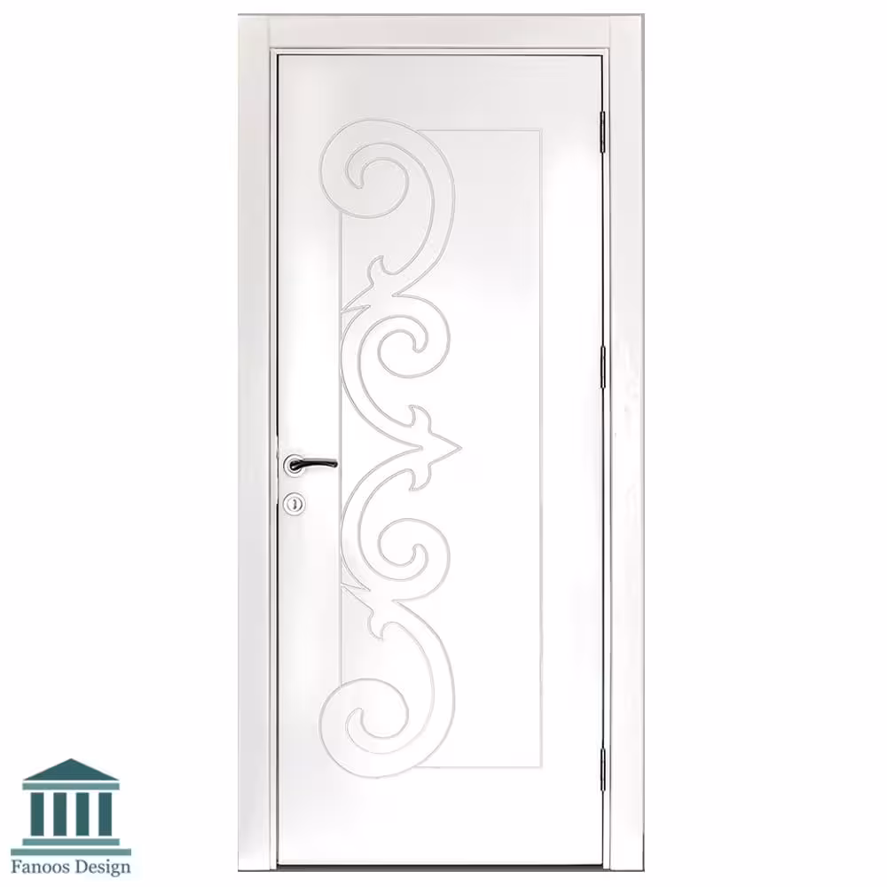 درب داخلی mdf  اتاق لوکس با رنگ سفید  پلی اورتان کد 1494