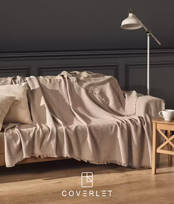 شال تخت و مبل رنگ بژ مدل Merlin