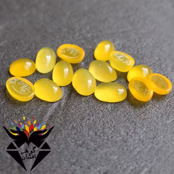 نگین عقیق زرد خراسانی شرف الشمس سایز کوچک کد N_1546