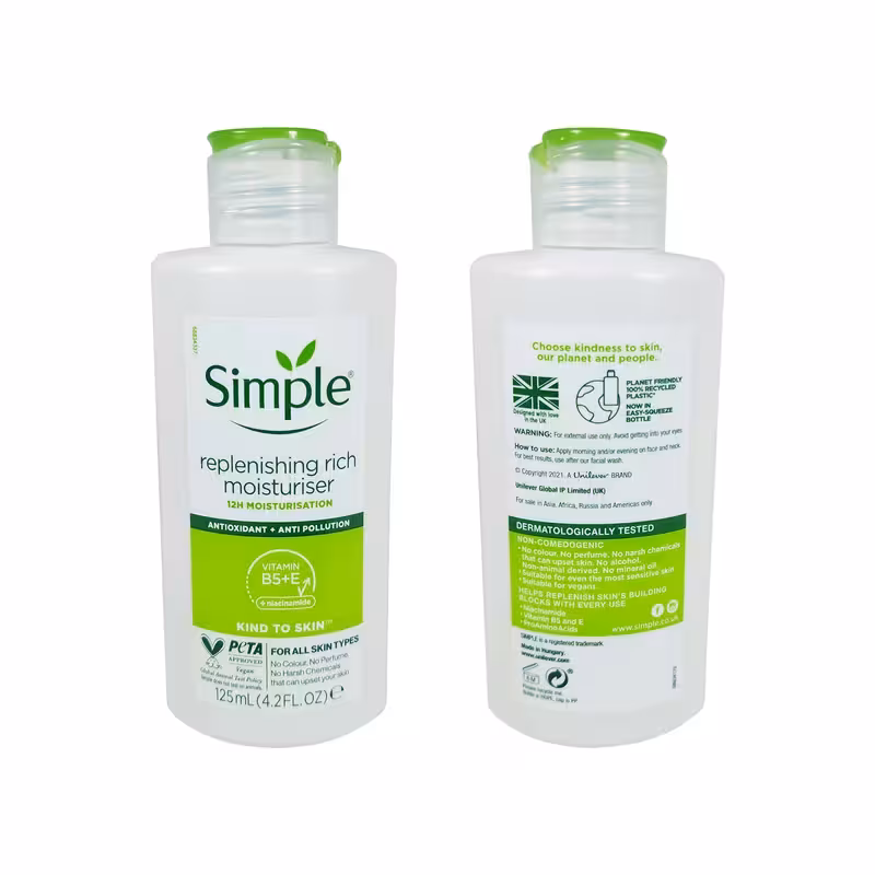 کرم آبرسانSimple مدلSkin Smoothing Actives rich حجم 125 میلی لیتر_اورجینال