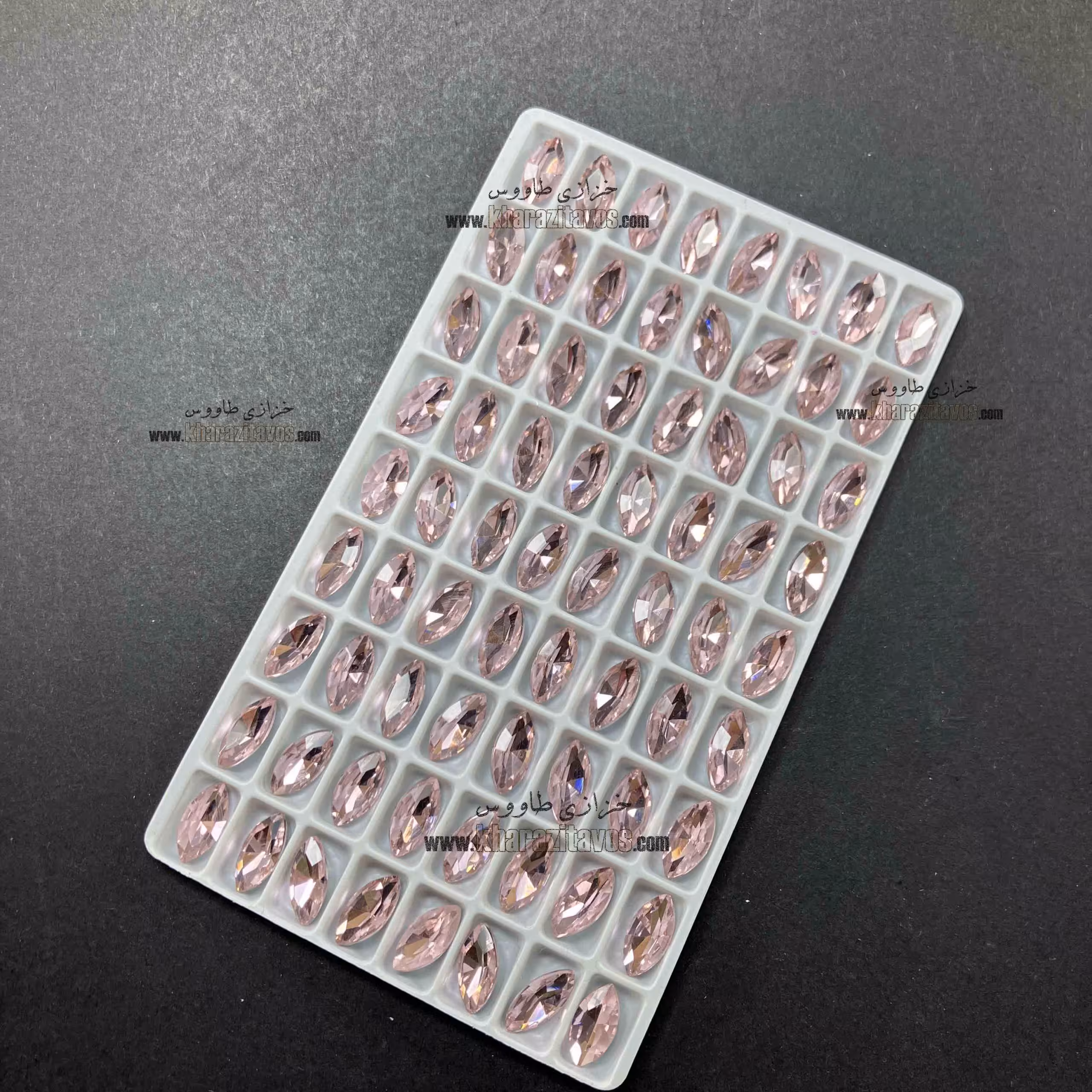 مارکیز چشمی سنگی 6 در 12 ( صورتی ) ورق 72 عددی