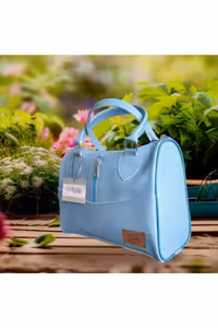 کیف دستی و دوشی زنانه شیک با طراحی زیپدار و جیب جلو از چرم آبی - 7188