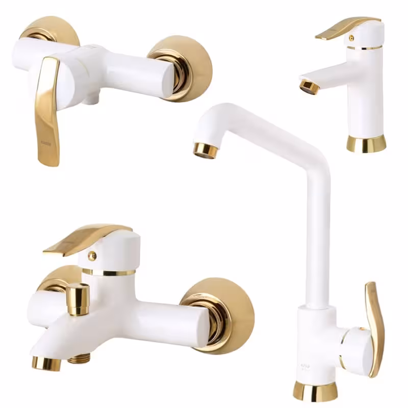 ست 4تیکه شیرالات کسری مدل الوند سفیدطلا