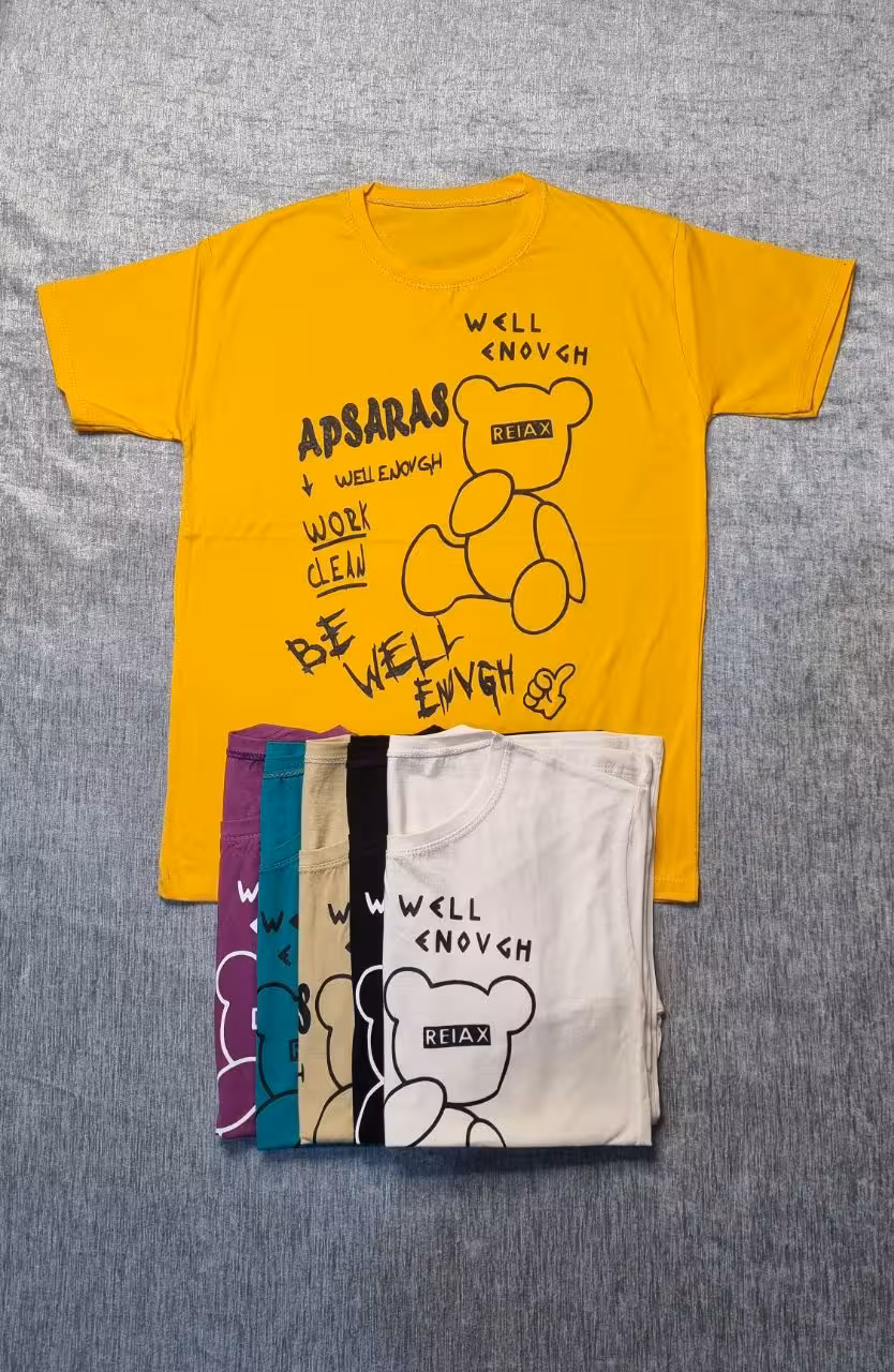 تیشرت نخ پنبه طرح خرسی کد 3512