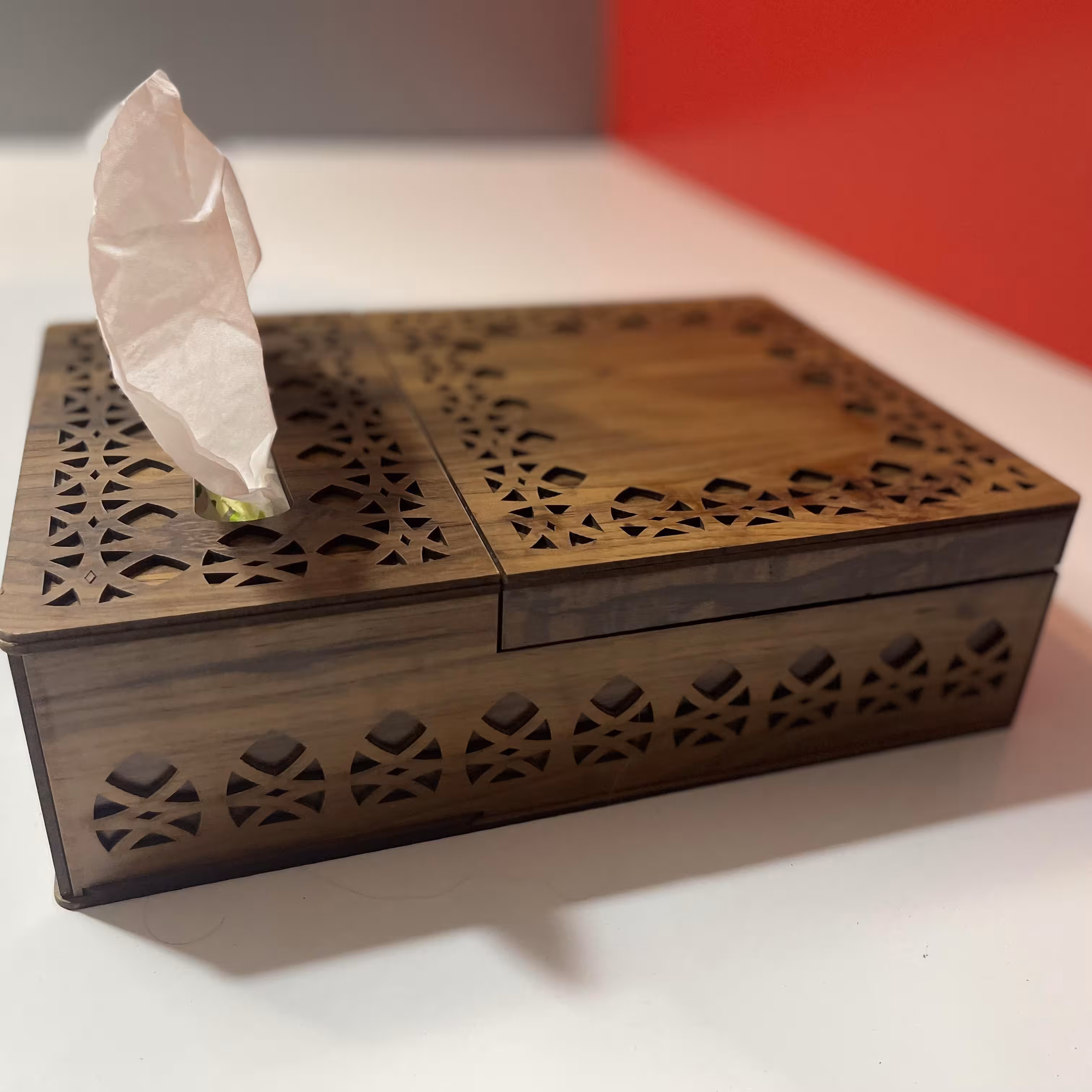 جعبه چای کیسه ای همراه جعبه چوبی دستمال کاغذی یا تی باکس