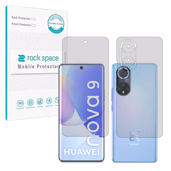 گلس صفحه نمایش و پشت گوشی هوآوی nova 9 مدل نانو هیدروژل مات برند راک اسپیس کد SS
